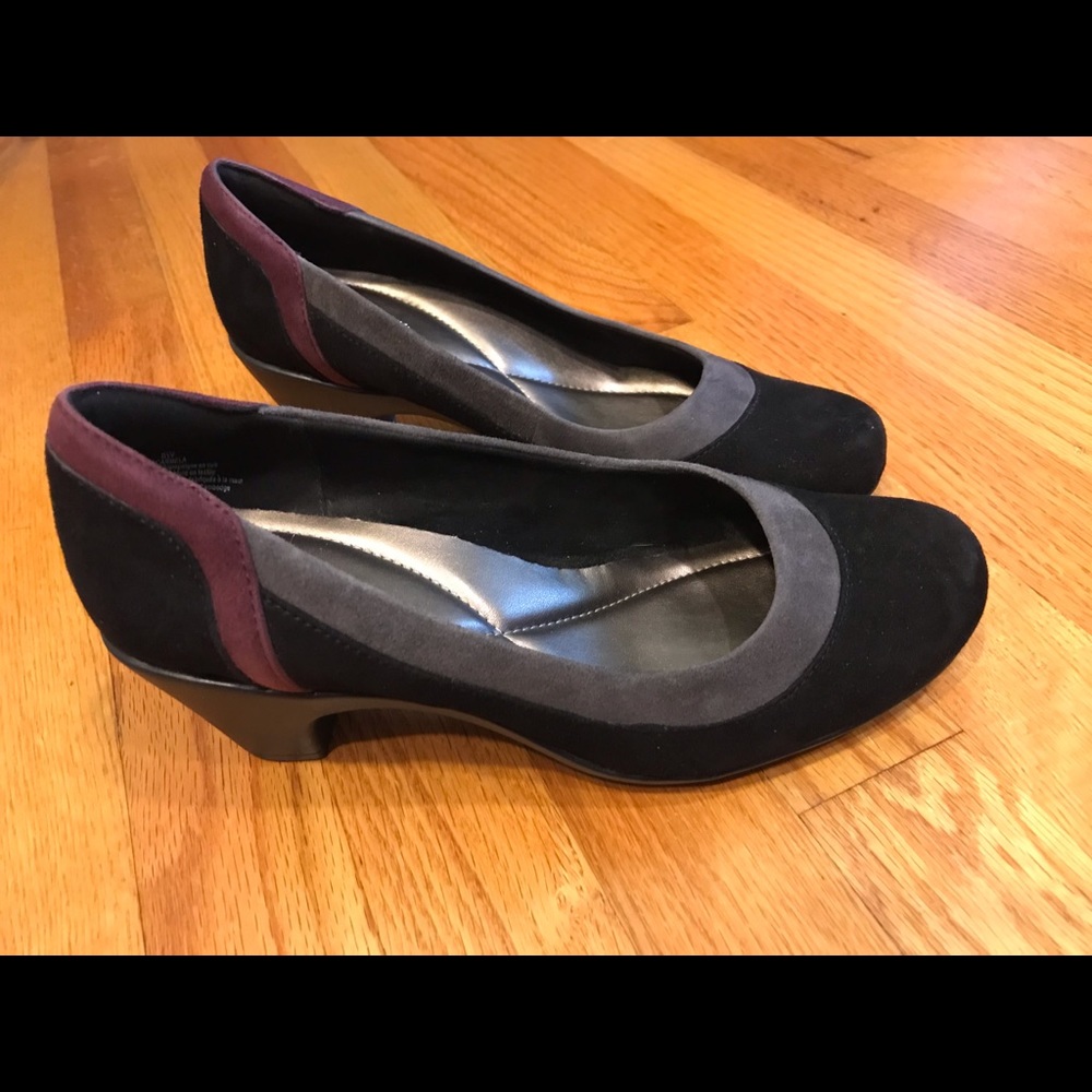 Easy Spirit Black Suede Colorblick Heels 8 W